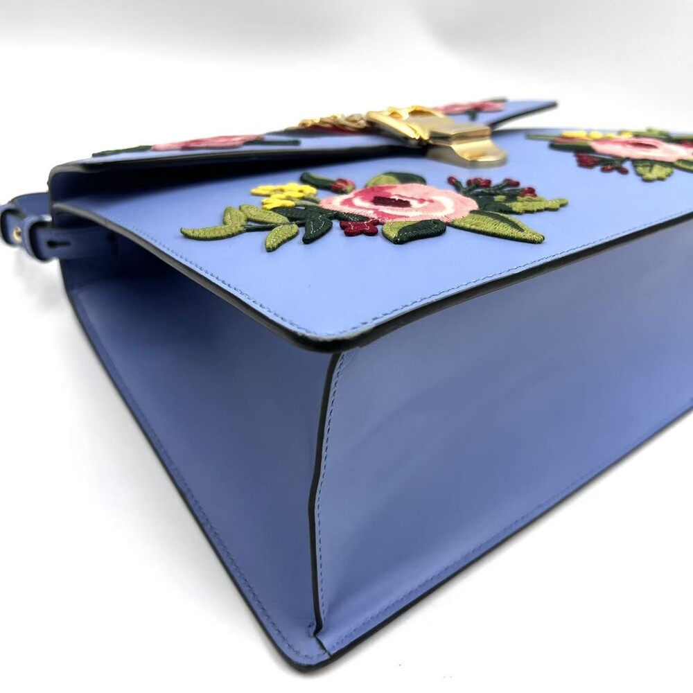 Hj Gucci Blue Clutch Bag Flowers Gg #236197G10B - Picture 6 of 13